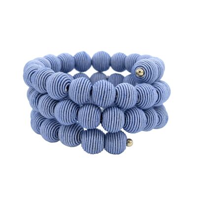 Pulsera de bolas tejidas Springwire azul lila francesa