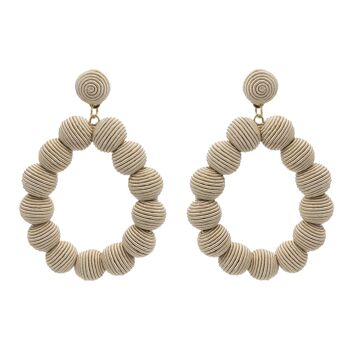 Boucles d'Oreilles Ovales Boules Tissées Ivoire 1