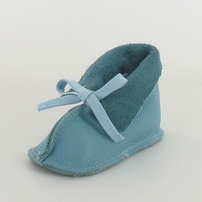 Botton baby booties in natural leather - Blue