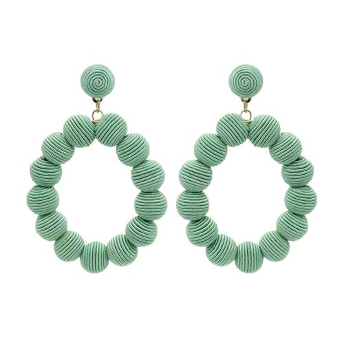 Mint Woven Ball Oval Earrings