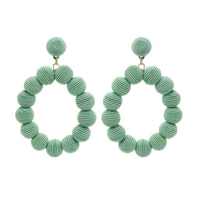 Boucles d'oreilles ovales boule tissées menthe