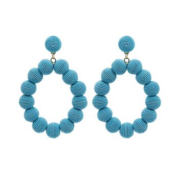 Boucles d'Oreilles Ovales Boules Tissées Turquoise 1