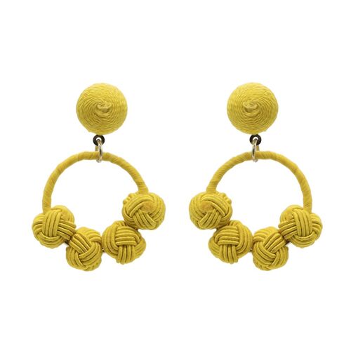 Yellow Woven Knot Hoop Earrings