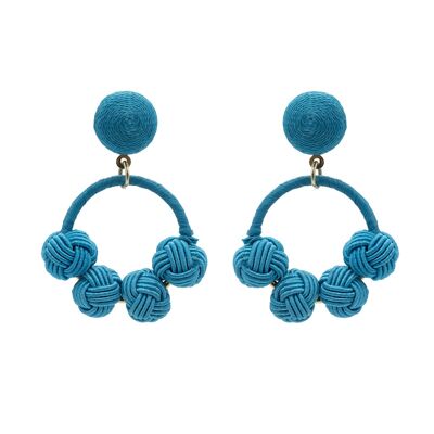 Boucles d'oreilles créoles noeud tissé turquoise