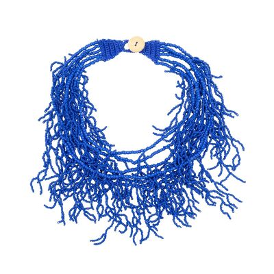 Royal Blue Coral Beaded Necklace
