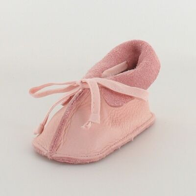 Botton baby booties in natural leather-Pink