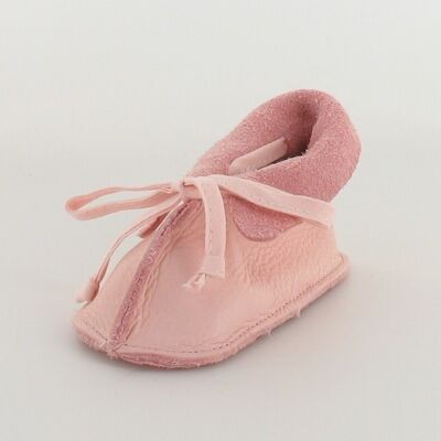 Chausson bébé Botton en cuir naturel-Rose