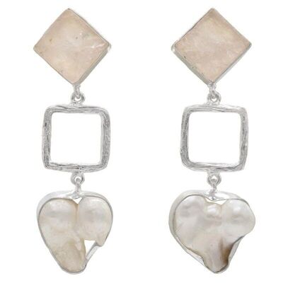 Boucles d'oreilles argent quartz rose Attina