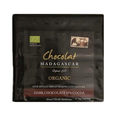 Dark couverture chocolate 85% cocoa, certified BIO ECOCERT