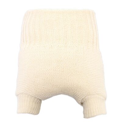 Little Clouds - Cloth diaper cover (100% double-knitted organic virgin wool) - nature