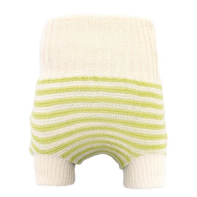 Little Clouds - Cloth diaper cover (100% double-knitted organic virgin wool) - natural & green