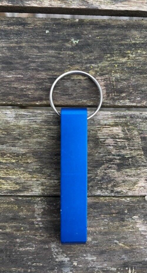 Personalised Metal Blue Bottle Opener Keyring