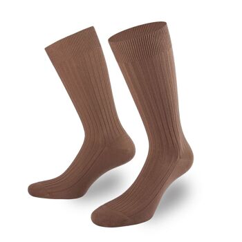 Chaussettes business marron clair de PATRON SOCKS - ÉLÉGANTES, DURABLES, SPÉCIALES ! 1