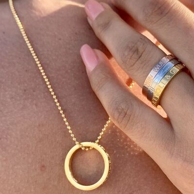 Ringkette "Unendliche Liebe" (Sign) Edelstahl silber oder gold, verschieden Größen und Längen