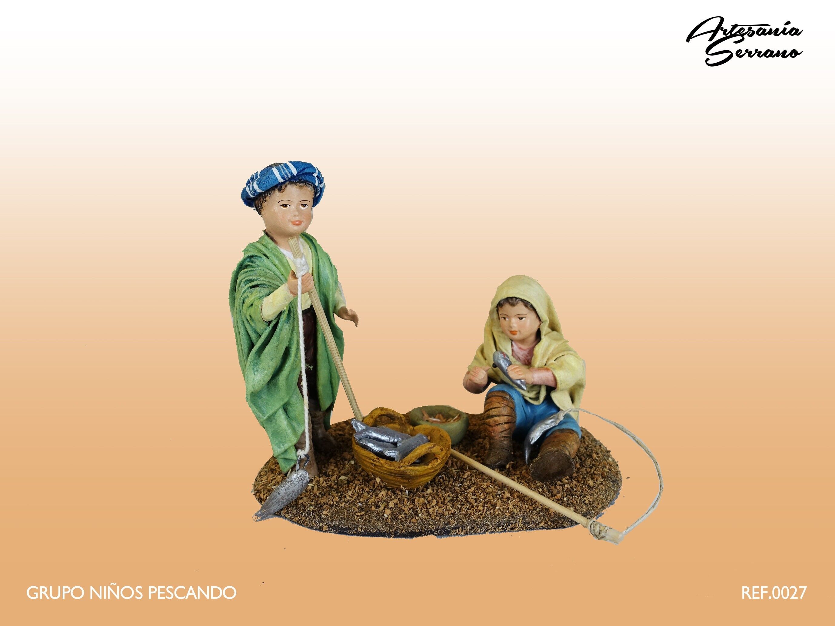 Bambino che pesca, figura del presepe