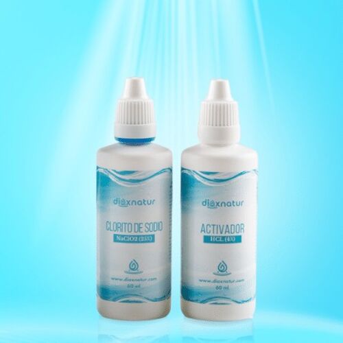 DIOXNATUR® - Kit Clorito de Sodio + Activador 60ml - Botella HDPE especial
