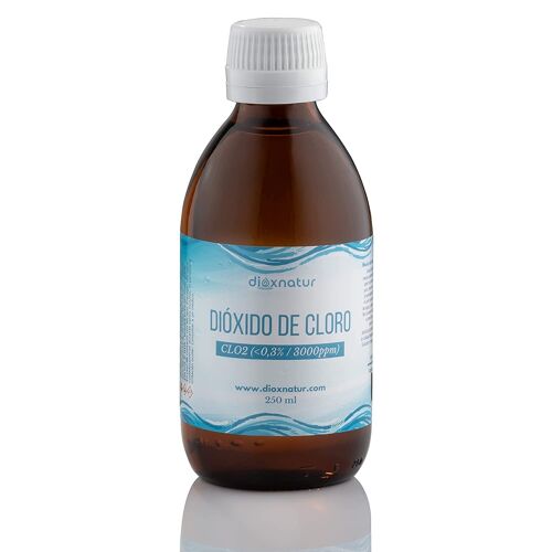 DIOXNATUR® Dióxido de cloro 3000 ppm (250 ml). CDS de fabricación reciente. Botella de vidrio.