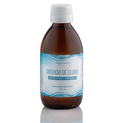 DIOXNATUR® Biossido di cloro 3000 ppm (250 ml). CD di recente produzione. Bottiglia di vetro.