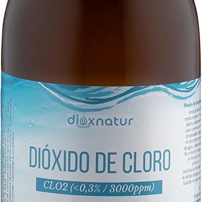 DIOXNATUR® Dioxyde de chlore 500ml CDS 3000 ppm Taille d'économie. Bouteille en verre