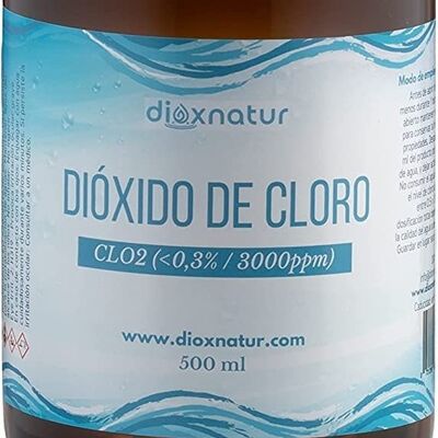 DIOXNATUR® Dióxido de Cloro 500ml CDS 3000 ppm Tamaño Ahorro. Botella de Vidrio