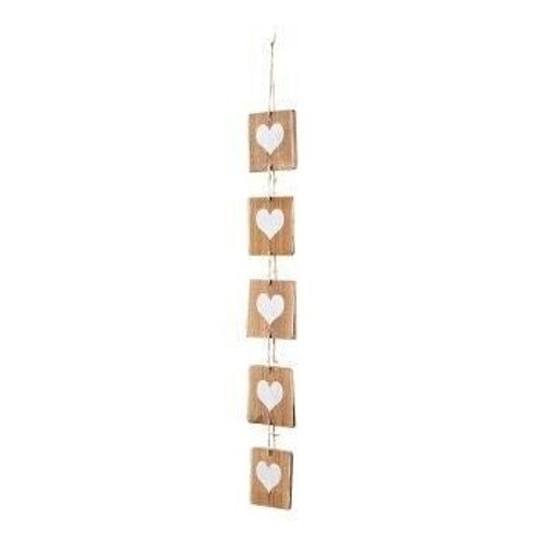 Guirlande décorative en bois motif coeur blanc-58x8cm - SAINT VALENTIN