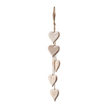 LOVE Suspension de cœurs en bois blanchis-6,5x45cm-Déco SAINT VALENTIN 1