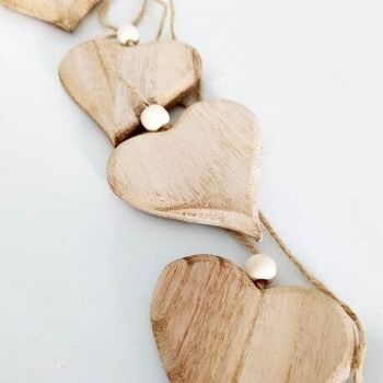 LOVE Suspension de cœurs en bois blanchis-6,5x45cm-Déco SAINT VALENTIN 3