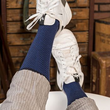 Chaussettes de luxe pour hommes en bleu et noir de PATRON SOCKS - ÉLÉGANTES, DURABLES, SPÉCIALES ! 4