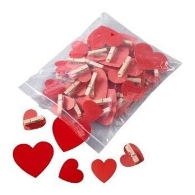 Place marker on red heart clip X50 - 4/5cm - LOVE and VALENTINE'S DAY decoration