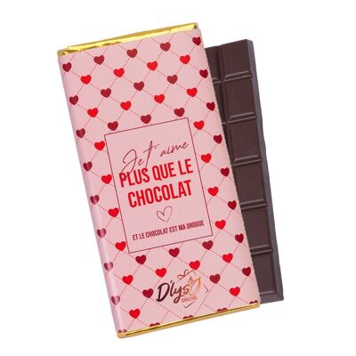 Tablette "Ich liebe dich mehr als Schokolade" - Zartbitterschokolade 72%
