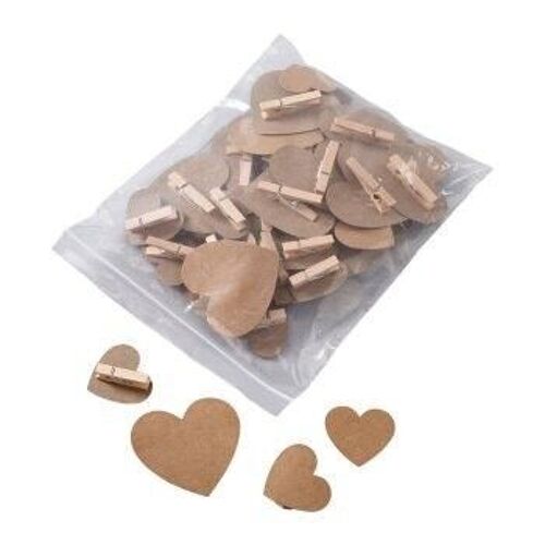 Marque place sur pince Coeur Naturel X 50 4/5cm- Déco LOVE MARIAGE