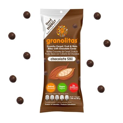 SNACK DE GRANOLA CHOCOLATE 59% CACAO 30g