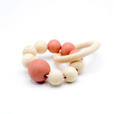 Bracelet hochet en bois : rose