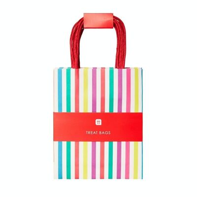 Bolsas de regalo a rayas arcoíris para Pascua - Paquete de 8