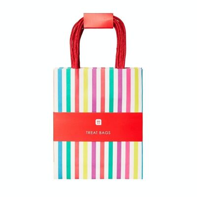 Rainbow Striped Gift Bags for Easter - 8 Pack