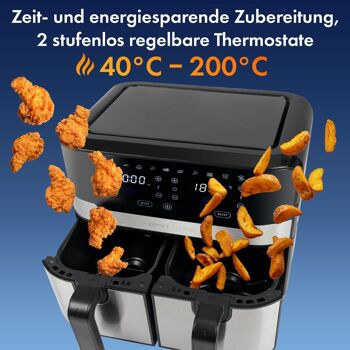 Double friteuse à air chaud avec écran tactile Proficook PC-FR1242H 12