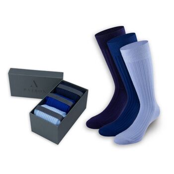 Coffret trio bleu de PATRON SOCKS - UN CADEAU HAUT DE GAMME ! 1