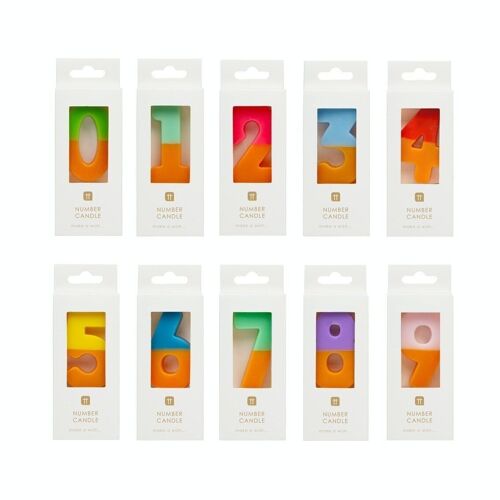 Multicoloured Number Candles Starter Set, 0-9 - 30 Pack