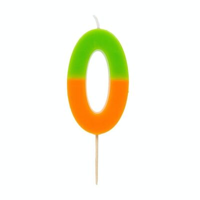 Orange Number 0 Birthday Candle