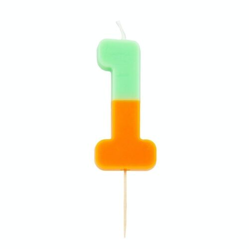 Orange Number 1 Birthday Candle