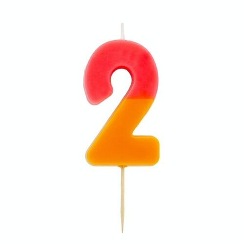 Orange Number 2 Birthday Candle