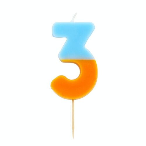 Orange Number 3 Birthday Candle