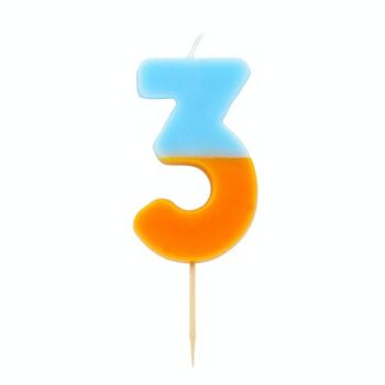 Bougie d'anniversaire numéro 3 orange 6
