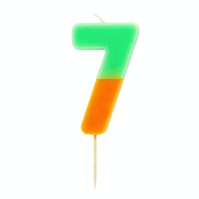 Orange Number 7 Birthday Candle