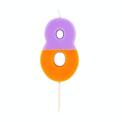 Orange Number 8 Birthday Candle