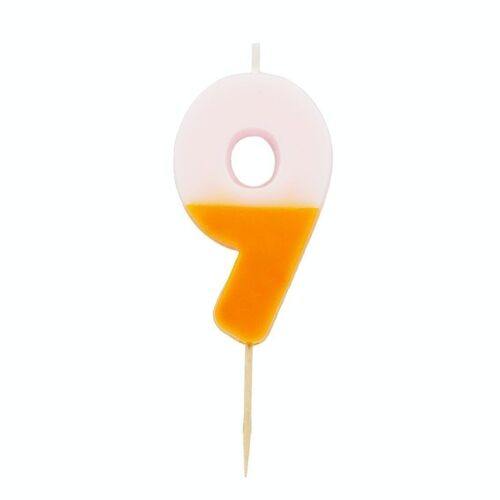 Orange Number 9 Birthday Candle