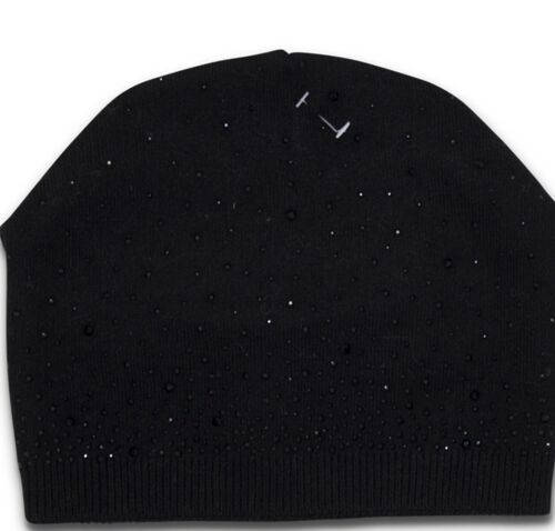 Diamante Beanie Hats- BLACK