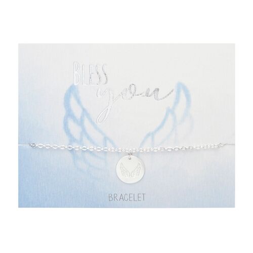 Bracelet - "Bless you" - silver pl. - angel wing 606761