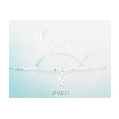Bracelet - "Bless you" - silver pl.- fish 606764