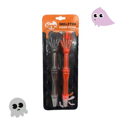 Paquete de 2 bolígrafos de mano de esqueleto de Halloween